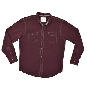 Men's Age of Wisdom Burgundy Polka Dot Button-Down Snap Shirt Regular Size M